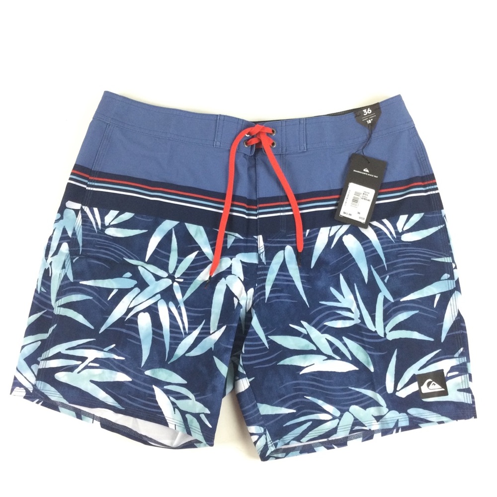 QUIKSILVER NWT Men’s V Zen 18" Boardshorts Medieval Blue Tropical Waist 36